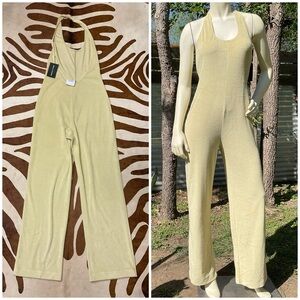NWT French Terry Cloth Wide Leg Jumpsuit in Golden Olive Size Small
